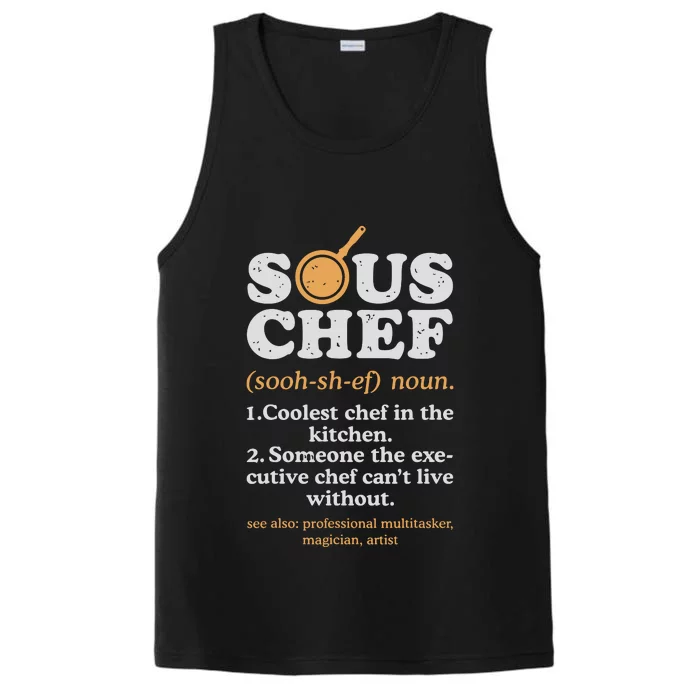 Sous Chef Noun Definition Funny Cooking Term Men Women Cook Performance Tank