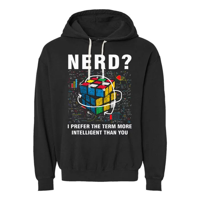 Speed Cubing Nerd Jokes Funny Speed Cubing Math Garment-Dyed Fleece Hoodie