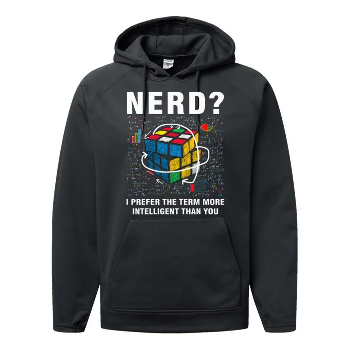 Speed Cubing Nerd Jokes Funny Speed Cubing Math Performance Fleece Hoodie