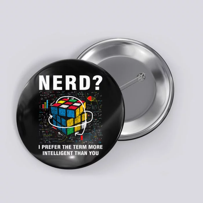 Speed Cubing Nerd Jokes Funny Speed Cubing Math Button