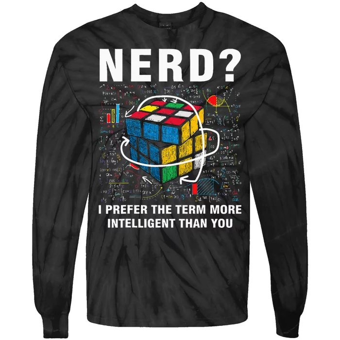 Speed Cubing Nerd Jokes Funny Speed Cubing Math Tie-Dye Long Sleeve Shirt