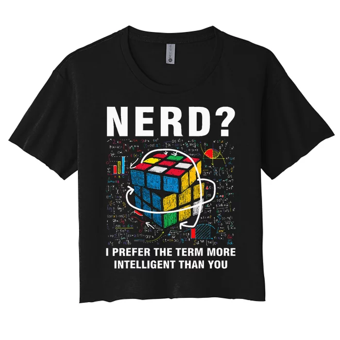 Speed Cubing Nerd Jokes Funny Speed Cubing Math Women's Crop Top Tee