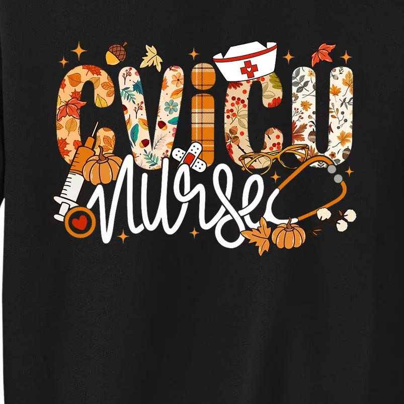 Stethoscope Cvicu Nurse Fall Yall Autumn Leaves Thanksgiving Tall Sweatshirt