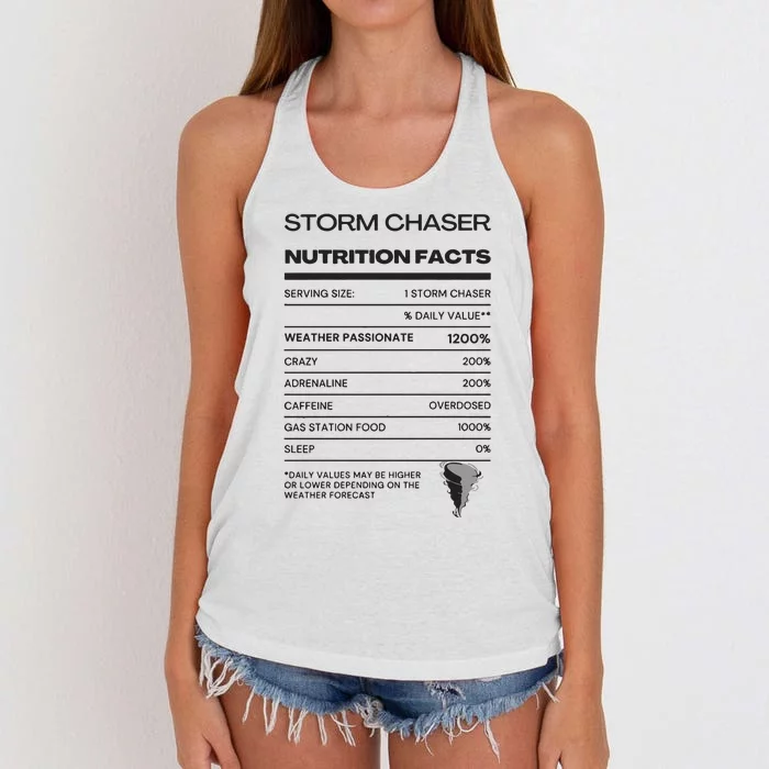 Storm Chaser Nutrition Facts Women's Knotted Racerback Tank