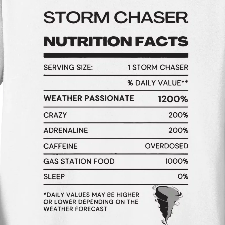 Storm Chaser Nutrition Facts Kids Long Sleeve Shirt