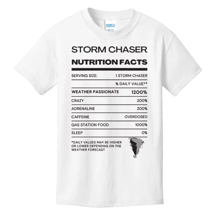 Storm Chaser Nutrition Facts Kids T-Shirt