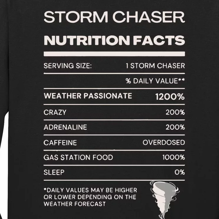 Storm Chaser Nutrition Facts Tall Long Sleeve T-Shirt