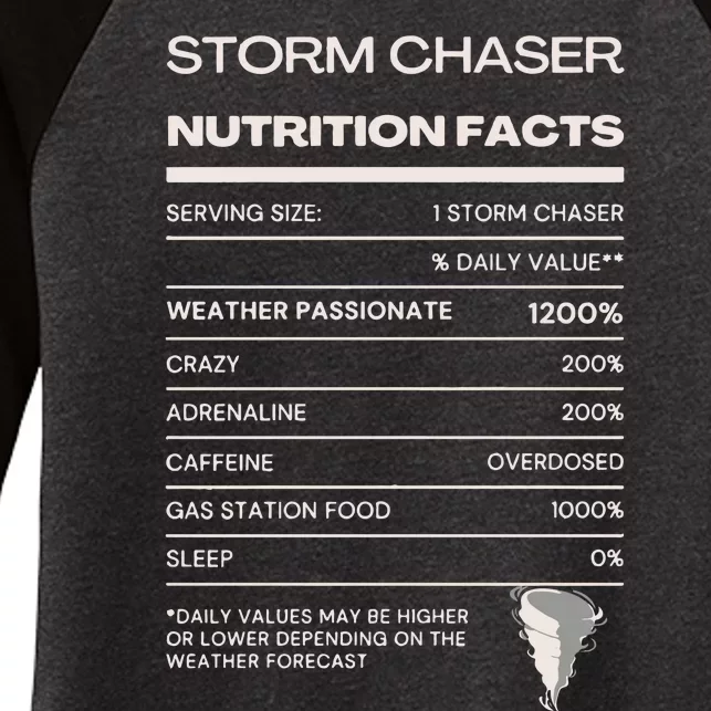 Storm Chaser Nutrition Facts Women's Tri-Blend 3/4-Sleeve Raglan Shirt