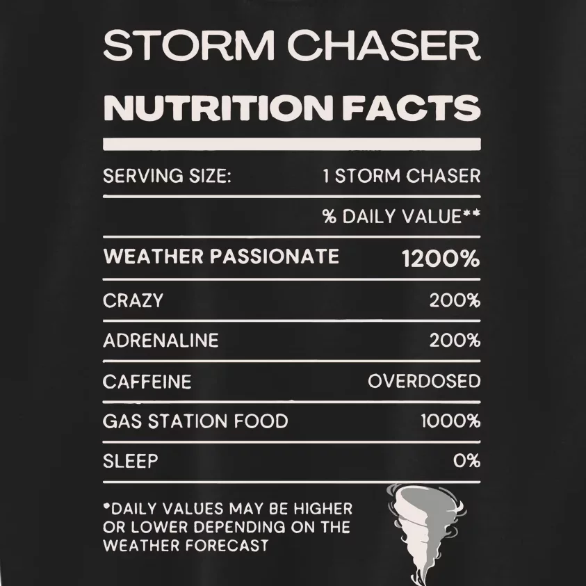 Storm Chaser Nutrition Facts Kids Sweatshirt