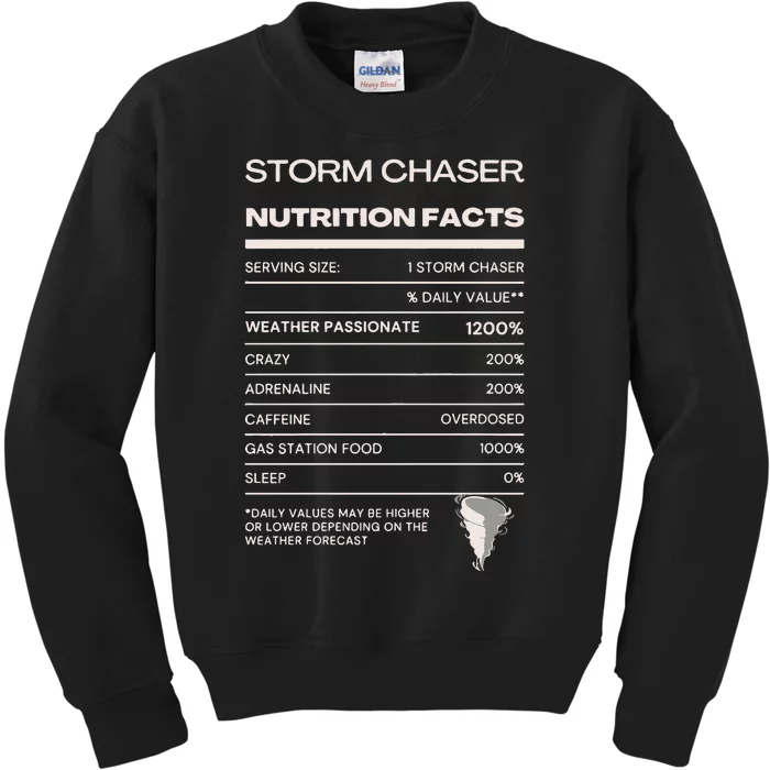 Storm Chaser Nutrition Facts Kids Sweatshirt