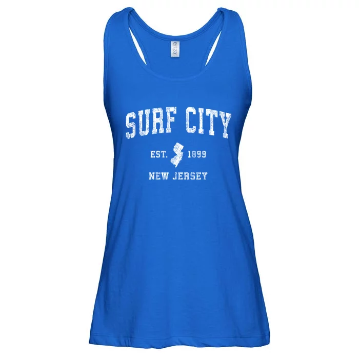 Surf City New Jersey Nj Vintage Established Athletic Sports Design Ladies Essential Flowy Tank