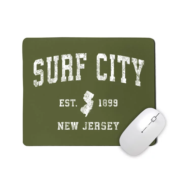 Surf City New Jersey Nj Vintage Established Athletic Sports Design Mousepad