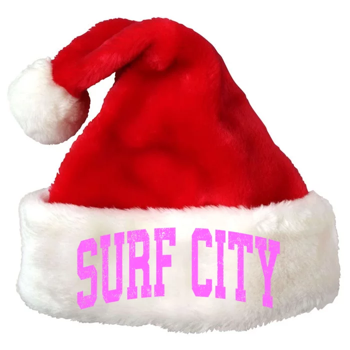 Surf City New Jersey Nj Vintage Athletic Sports Pink Design Gift Premium Christmas Santa Hat