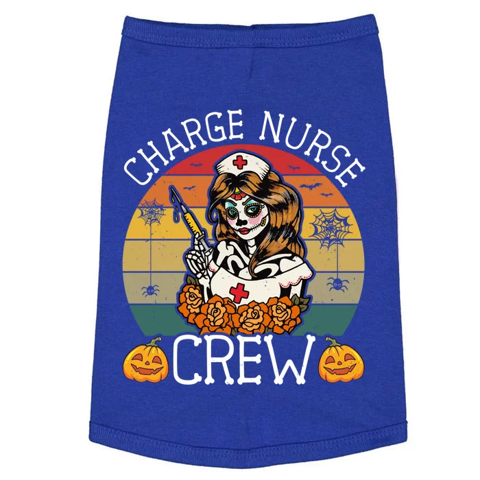 Skeleton Charge Nurse Crew Funny Vintage Halloween Nurses Cool Gift Doggie Tank