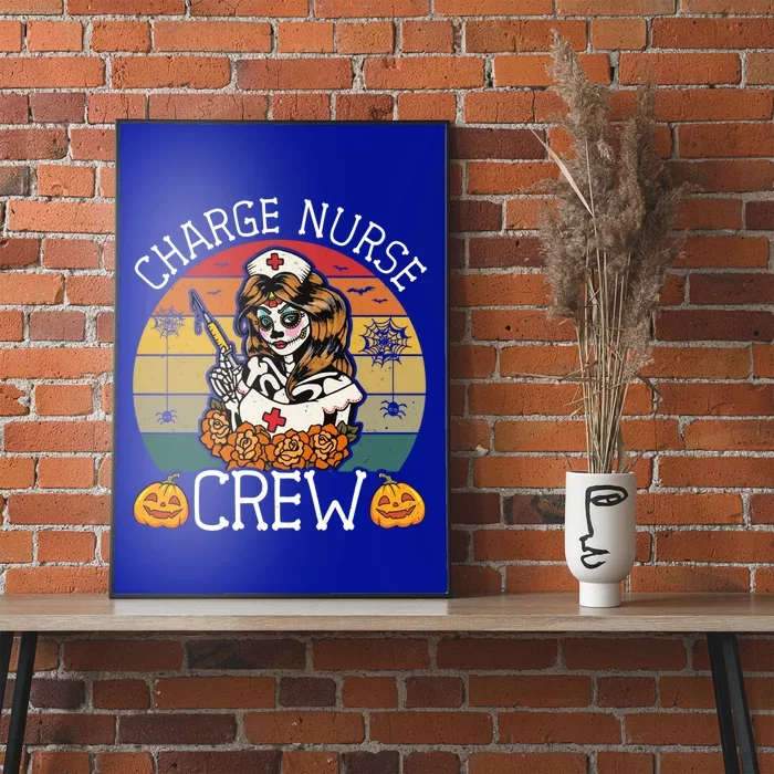 Skeleton Charge Nurse Crew Funny Vintage Halloween Nurses Cool Gift Poster