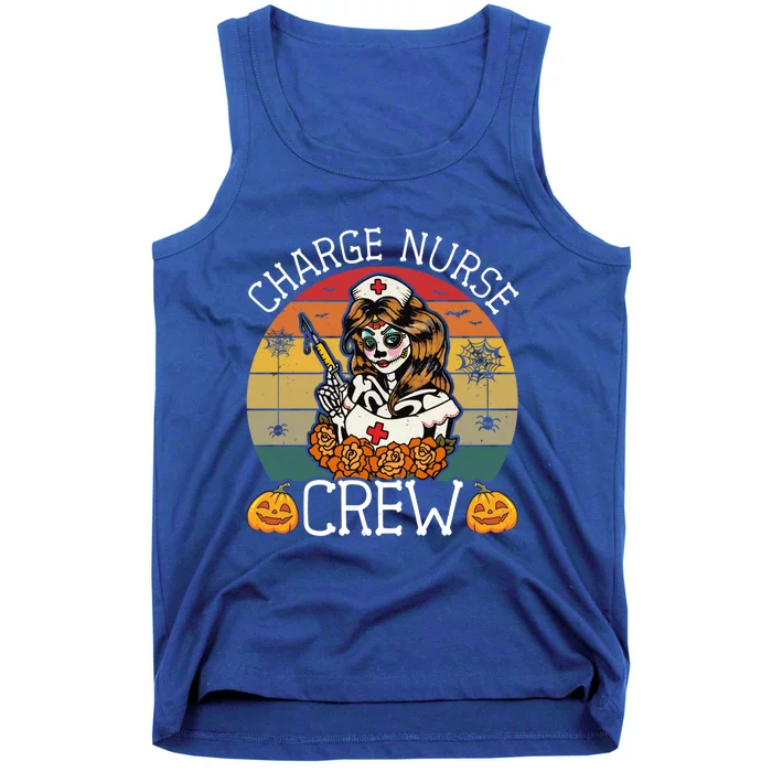 Skeleton Charge Nurse Crew Funny Vintage Halloween Nurses Cool Gift Tank Top