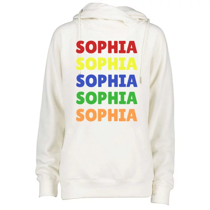 Sophia Colorful Name Stack Pride In Your Name Gift Womens Funnel Neck Pullover Hood