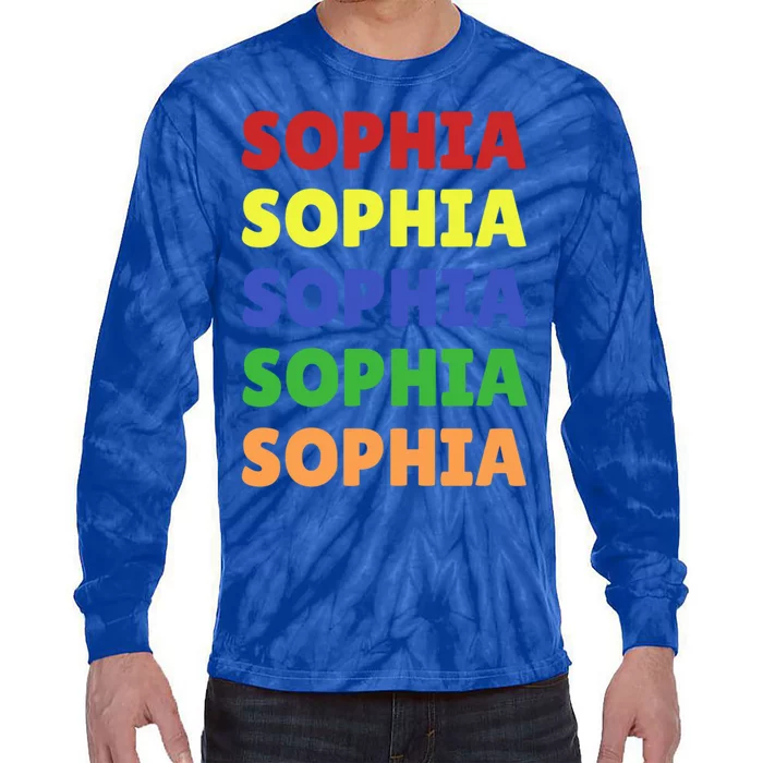 Sophia Colorful Name Stack Pride In Your Name Gift Tie-Dye Long Sleeve Shirt