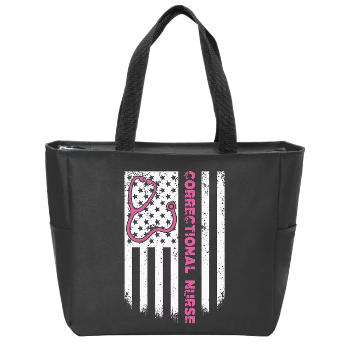 Stethoscope Correctional Nurse American flag US Zip Tote Bag