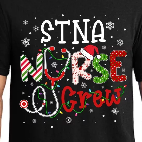 Stna Christmas Nurse Crew Funny Nursing Christmas Pattern Gift Pajama Set