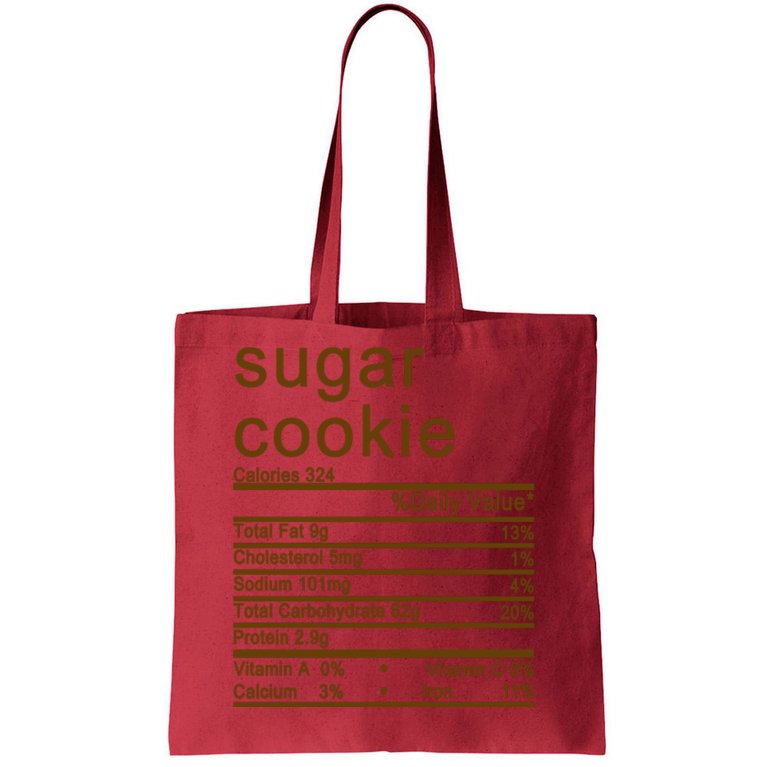 Sugar Cookie Nutrition Facts Label Tote Bag