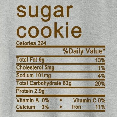 Sugar Cookie Nutrition Facts Label Women's Crop Top Tee