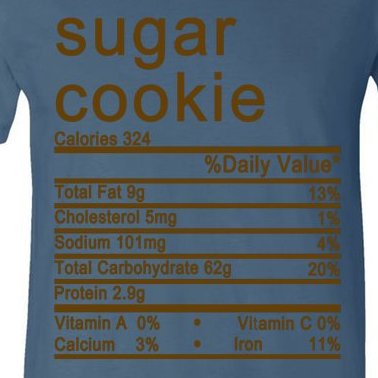 Sugar Cookie Nutrition Facts Label V-Neck T-Shirt