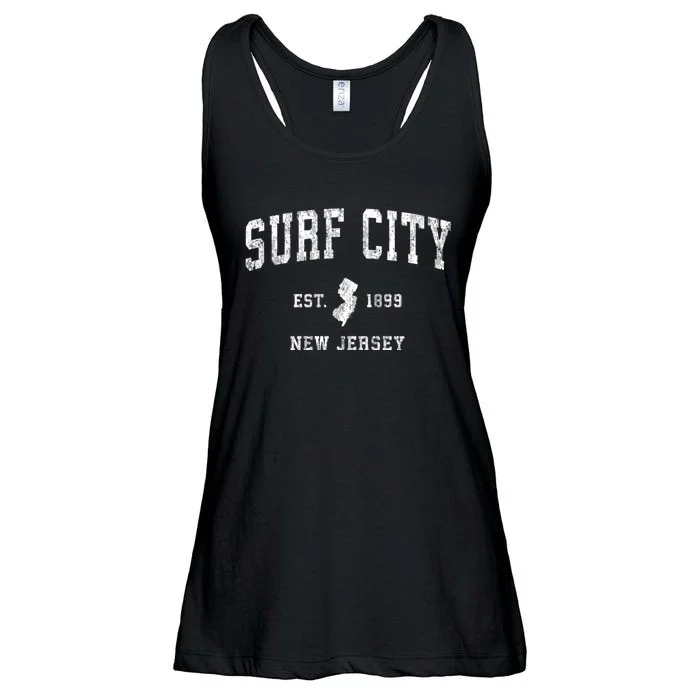 Surf City New Jersey Nj Vintage Athletic Sports Ladies Essential Flowy Tank