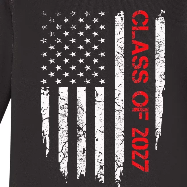 Senior Class Of 2027 Graduation Patriotic American Flag Baby Long Sleeve Bodysuit