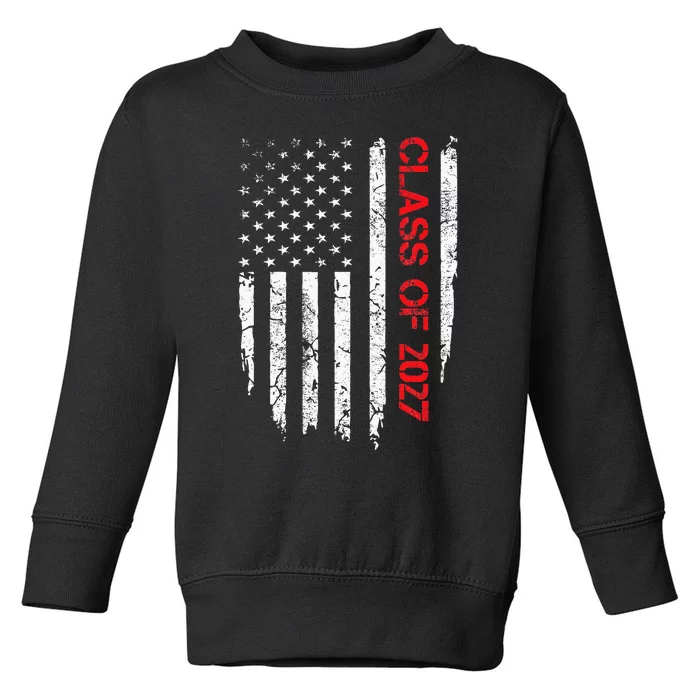 Senior Class Of 2027 Graduation Patriotic American Flag Toddler Sweatshirt