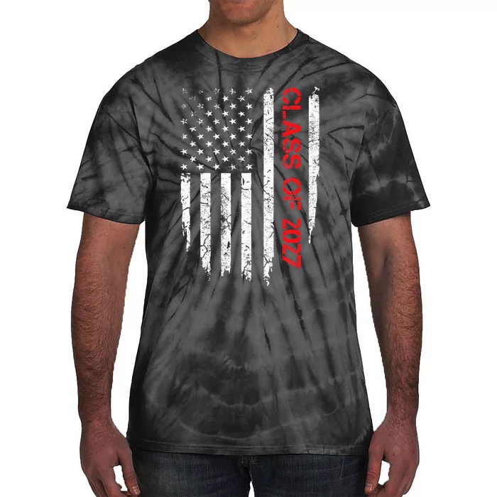 Senior Class Of 2027 Graduation Patriotic American Flag Tie-Dye T-Shirt