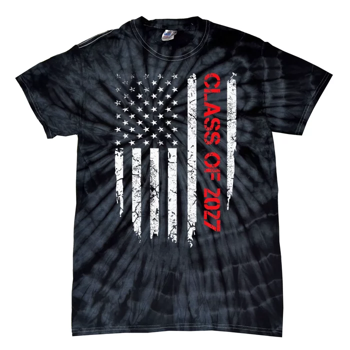 Senior Class Of 2027 Graduation Patriotic American Flag Tie-Dye T-Shirt