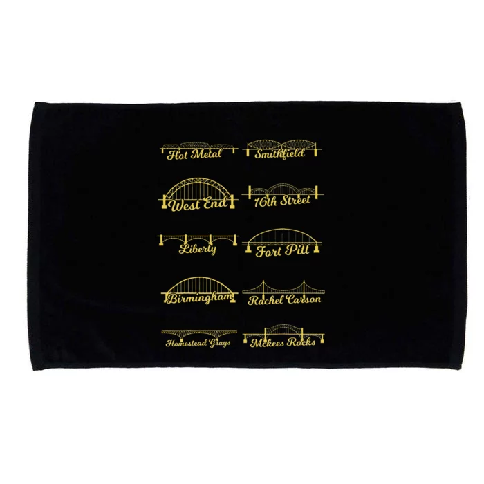 Steel City Of Pittsburgh Bridges 412 Black And Yellow Pgh Microfiber Hand Towel