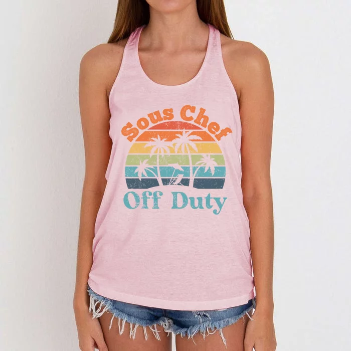 Sous Chef Off Duty Summer Break Funny Retiret Gift Women's Knotted Racerback Tank