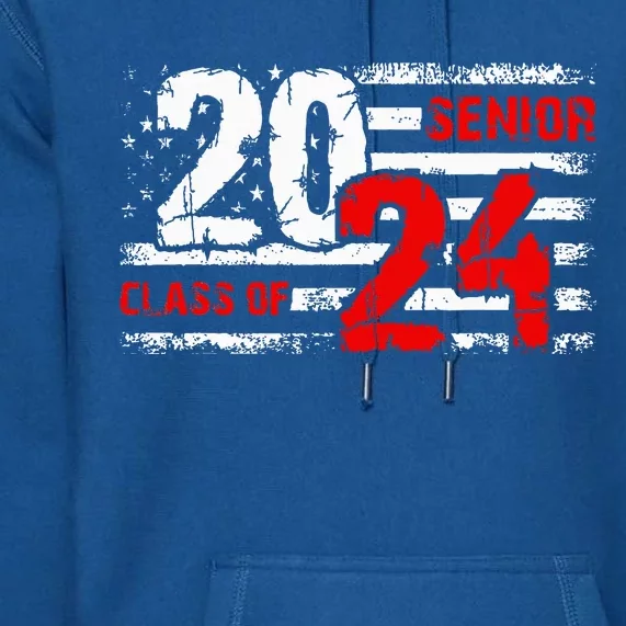 Senior Class Of 2024 Seniors Grad Usa Flag 2024 Premium Hoodie