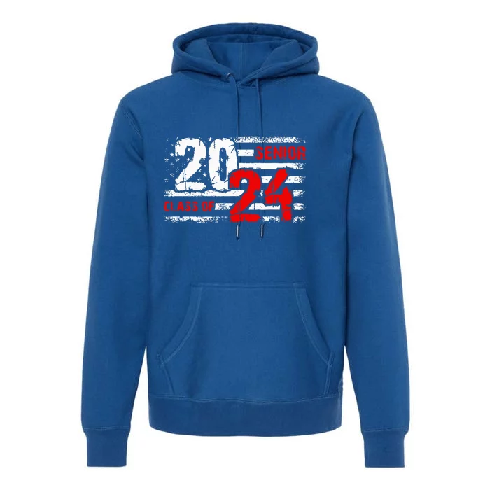 Senior Class Of 2024 Seniors Grad Usa Flag 2024 Premium Hoodie