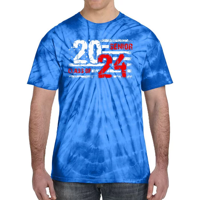 Senior Class Of 2024 Seniors Grad Usa Flag 2024 Tie-Dye T-Shirt