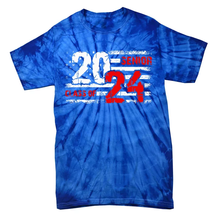 Senior Class Of 2024 Seniors Grad Usa Flag 2024 Tie-Dye T-Shirt