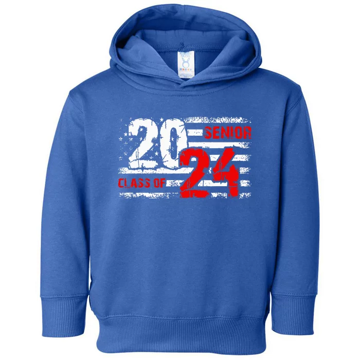 Senior Class Of 2024 Seniors Grad Usa Flag 2024 Toddler Hoodie