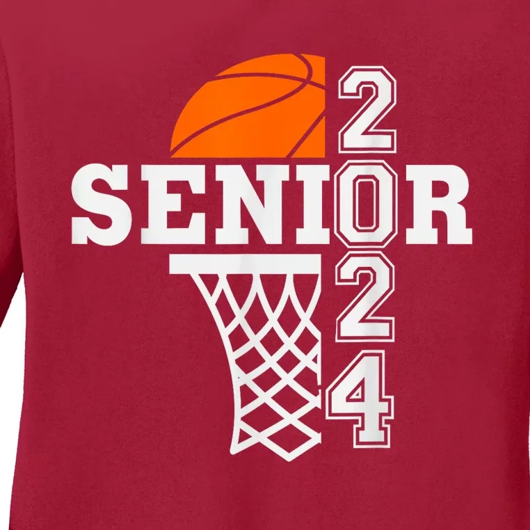 Senior Class Of 2024 Basketball Seniors Back To School Ladies Long Sleeve Shirt