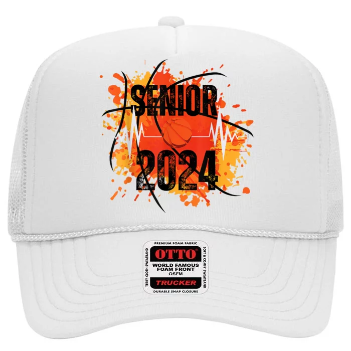 Senior Class Of 2024 Basketball Back To School High Crown Mesh Trucker Hat