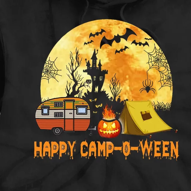 Spooky Camp O Ween Halloween Camping Essentials Tie Dye Hoodie