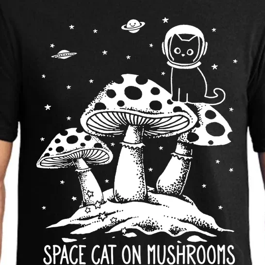 Space Cat On Mushrooms Pajama Set