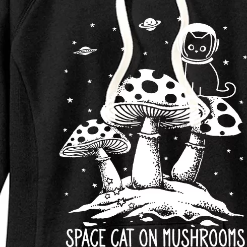 Space Cat On Mushrooms Women's Fleece Hoodie