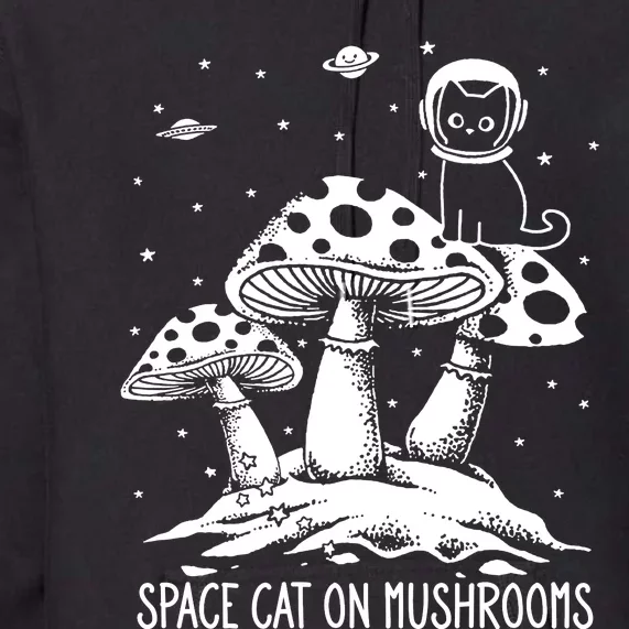 Space Cat On Mushrooms Premium Hoodie