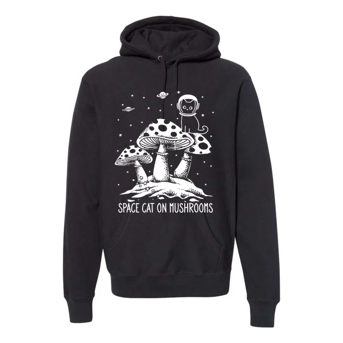 Space Cat On Mushrooms Premium Hoodie