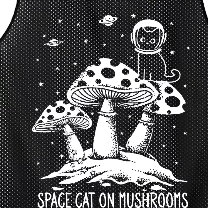 Space Cat On Mushrooms Mesh Reversible Basketball Jersey Tank