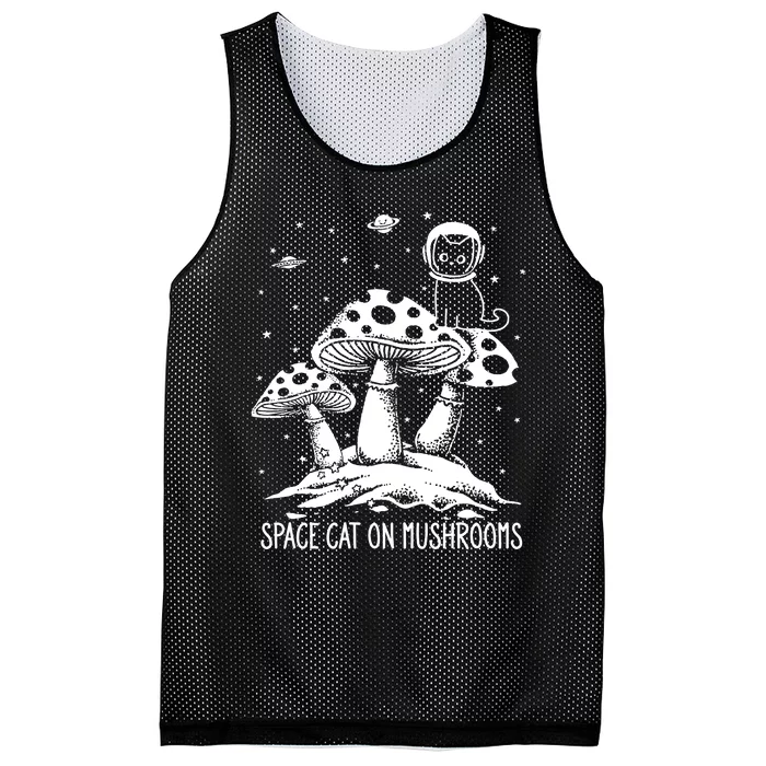 Space Cat On Mushrooms Mesh Reversible Basketball Jersey Tank