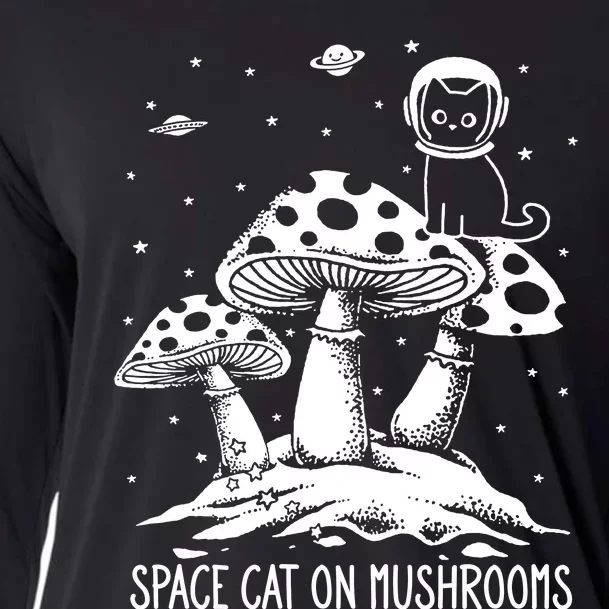 Space Cat On Mushrooms Cooling Performance Long Sleeve Crew