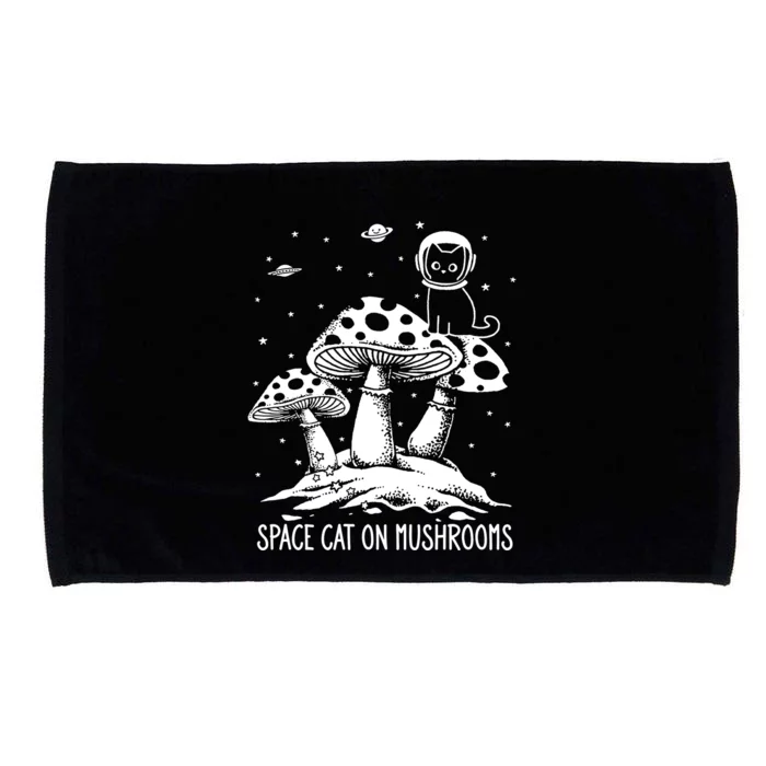 Space Cat On Mushrooms Microfiber Hand Towel